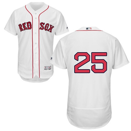 Red Sox #25 Jackie Bradley Jr White Flexbase Authentic Collection Stitched MLB Jersey - Click Image to Close